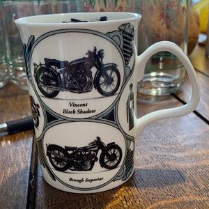 Motorcycle Mug!  Made in England by Roy Kirkham, 2015. Bikes are named and EC